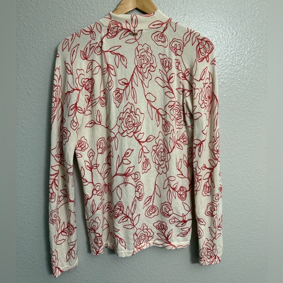 St. John Sport by Marie Gray Red Floral Zip Up Sweater - Picture 6 of 9